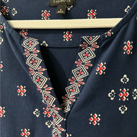 Talbots Size Small Blue Cotton Paisley Midi Dress - Picture 2 of 4